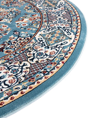 Blue 5' 3 x 5' 3 Narenj Round Area Rug 85% Polypropylene & 15% Polyester Traditional Classic Carpet for Living, Dining, Bedrooms, Office for Sale at Rug Engine