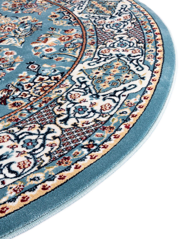 Blue 5' 3 x 5' 3 Narenj Round Area Rug 85% Polypropylene & 15% Polyester Traditional Classic Carpet for Living, Dining, Bedrooms, Office for Sale at Rug Engine