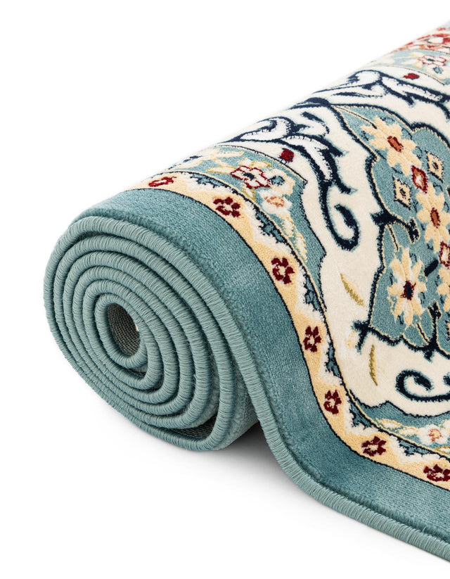 Blue 5' 3 x 5' 3 Narenj Round Area Rug 85% Polypropylene & 15% Polyester Traditional Classic Carpet for Living, Dining, Bedrooms, Office for Sale at Rug Engine