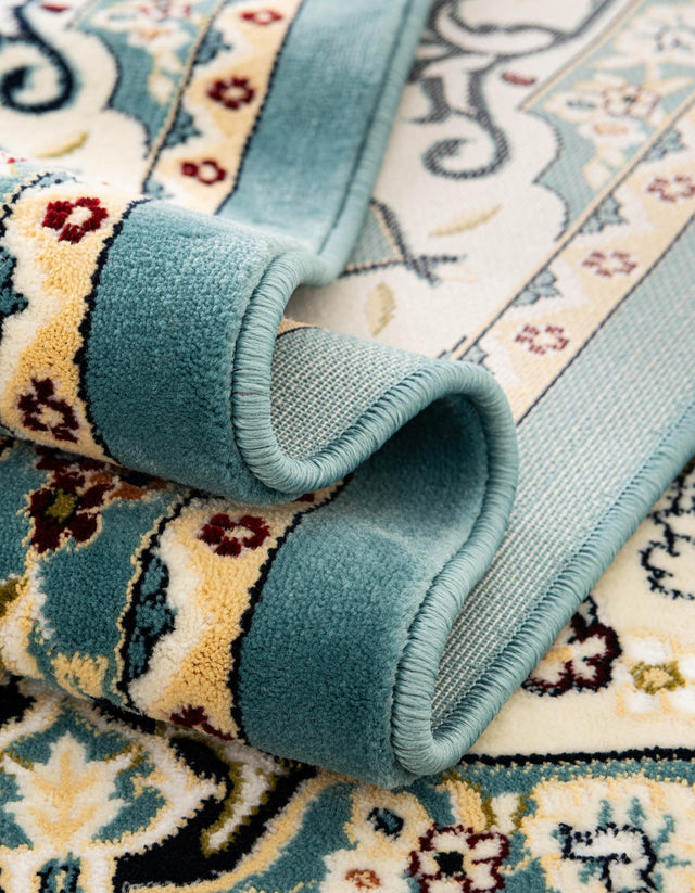 Blue 5' 3 x 5' 3 Narenj Round Area Rug 85% Polypropylene & 15% Polyester Traditional Classic Carpet for Living, Dining, Bedrooms, Office for Sale at Rug Engine
