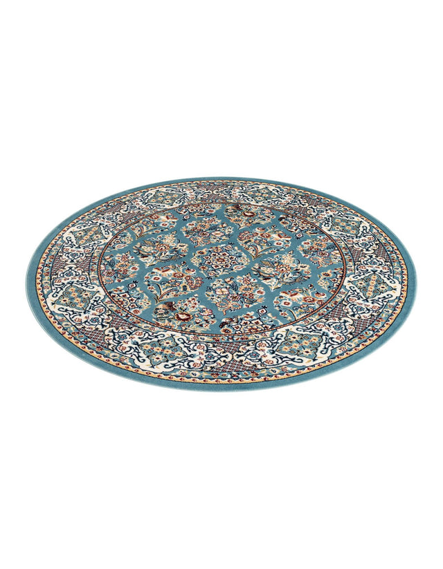 Blue 5' 3 x 5' 3 Narenj Round Area Rug 85% Polypropylene & 15% Polyester Traditional Classic Carpet for Living, Dining, Bedrooms, Office for Sale at Rug Engine