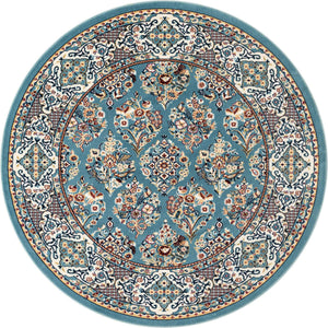 Blue 5' 3 x 5' 3 Narenj Round Area Rug 85% Polypropylene & 15% Polyester Traditional Classic Carpet for Living, Dining, Bedrooms, Office for Sale at Rug Engine