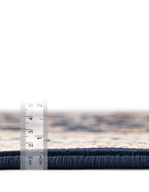 Navy Blue 5' 3 x 5' 3 Narenj Round Area Rug 85% Polypropylene & 15% Polyester Traditional Classic Carpet for Living, Dining, Bedrooms, Office for Sale at Rug Engine