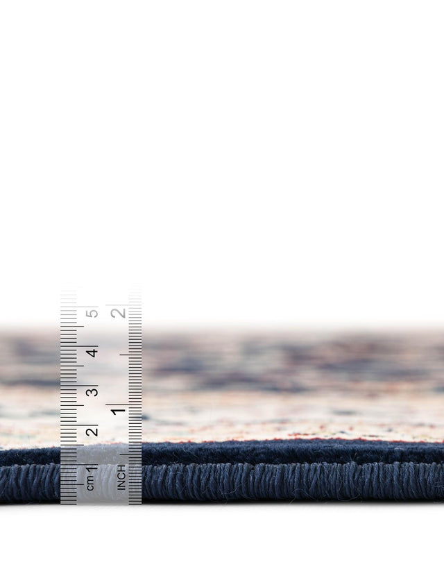Navy Blue 5' 3 x 5' 3 Narenj Round Area Rug 85% Polypropylene & 15% Polyester Traditional Classic Carpet for Living, Dining, Bedrooms, Office for Sale at Rug Engine