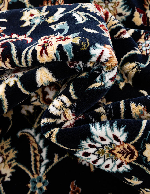 Navy Blue 5' 3 x 5' 3 Narenj Round Area Rug 85% Polypropylene & 15% Polyester Traditional Classic Carpet for Living, Dining, Bedrooms, Office for Sale at Rug Engine