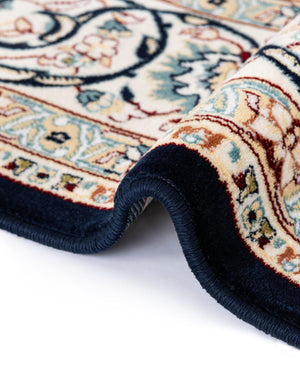 Navy Blue 5' 3 x 5' 3 Narenj Round Area Rug 85% Polypropylene & 15% Polyester Traditional Classic Carpet for Living, Dining, Bedrooms, Office for Sale at Rug Engine