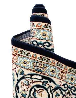 Navy Blue 5' 3 x 5' 3 Narenj Round Area Rug 85% Polypropylene & 15% Polyester Traditional Classic Carpet for Living, Dining, Bedrooms, Office for Sale at Rug Engine