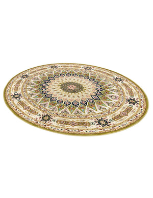 Green 5' 3 x 5' 3 Narenj Round Area Rug 85% Polypropylene & 15% Polyester Traditional Classic Carpet for Living, Dining, Bedrooms, Office for Sale at Rug Engine