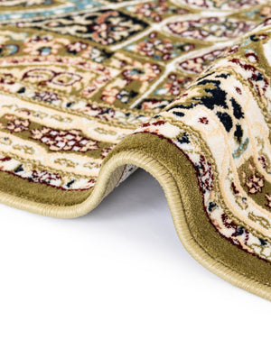 Green 5' 3 x 5' 3 Narenj Round Area Rug 85% Polypropylene & 15% Polyester Traditional Classic Carpet for Living, Dining, Bedrooms, Office for Sale at Rug Engine