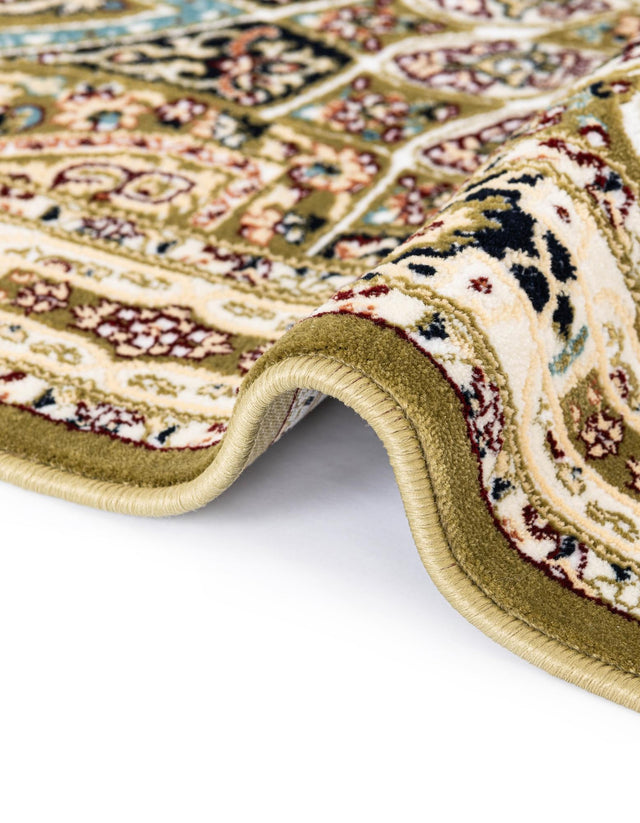 Green 5' 3 x 5' 3 Narenj Round Area Rug 85% Polypropylene & 15% Polyester Traditional Classic Carpet for Living, Dining, Bedrooms, Office for Sale at Rug Engine