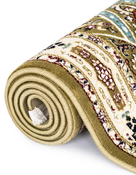 Green 5' 3 x 5' 3 Narenj Round Area Rug 85% Polypropylene & 15% Polyester Traditional Classic Carpet for Living, Dining, Bedrooms, Office for Sale at Rug Engine
