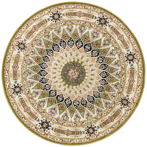 Green 5' 3 x 5' 3 Narenj Round Area Rug 85% Polypropylene & 15% Polyester Traditional Classic Carpet for Living, Dining, Bedrooms, Office for Sale at Rug Engine