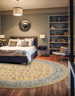 Beige 5' 1 x 5' 1 Narenj Round Area Rug 85% Polypropylene & 15% Polyester Traditional Classic Carpet for Living, Dining, Bedrooms, Office for Sale at Rug Engine