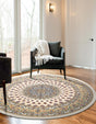 Ivory 5' 3 x 5' 3 Narenj Round Area Rug 85% Polypropylene & 15% Polyester Traditional Classic Carpet for Living, Dining, Bedrooms, Office for Sale at Rug Engine