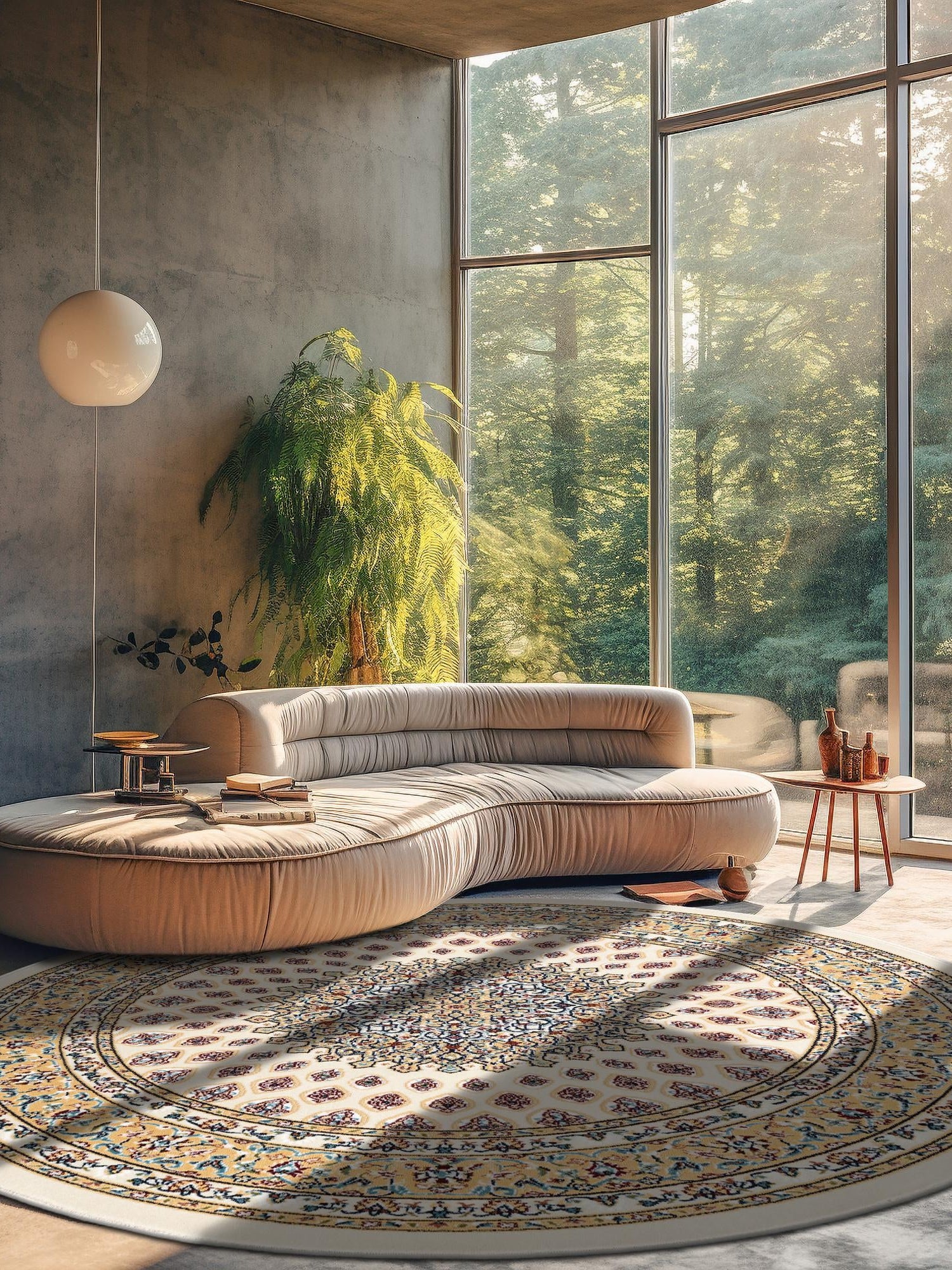 Ivory 10' x 10' Narenj Round Area Rug 85% Polypropylene & 15% Polyester Traditional Classic Carpet for Living, Dining, Bedrooms, Office for Sale at Rug Engine