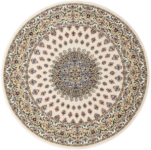 Ivory 5' 3 x 5' 3 Narenj Round Area Rug 85% Polypropylene & 15% Polyester Traditional Classic Carpet for Living, Dining, Bedrooms, Office for Sale at Rug Engine