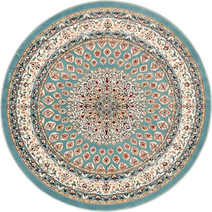 Blue 5' 3 x 5' 3 Narenj Round Area Rug 85% Polypropylene & 15% Polyester Traditional Classic Carpet for Living, Dining, Bedrooms, Office for Sale at Rug Engine
