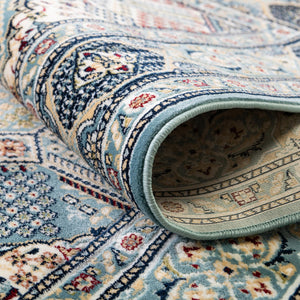 Blue 5' 1 x 5' 1 Narenj Round Area Rug 85% Polypropylene & 15% Polyester Traditional Classic Carpet for Living, Dining, Bedrooms, Office for Sale at Rug Engine