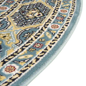 Blue 5' 1 x 5' 1 Narenj Round Area Rug 85% Polypropylene & 15% Polyester Traditional Classic Carpet for Living, Dining, Bedrooms, Office for Sale at Rug Engine