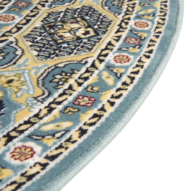 Blue 5' 1 x 5' 1 Narenj Round Area Rug 85% Polypropylene & 15% Polyester Traditional Classic Carpet for Living, Dining, Bedrooms, Office for Sale at Rug Engine