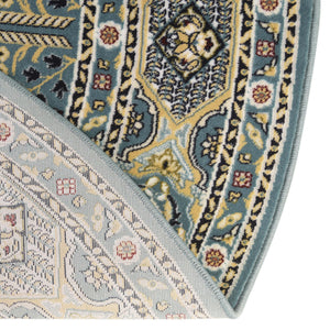 Blue 5' 1 x 5' 1 Narenj Round Area Rug 85% Polypropylene & 15% Polyester Traditional Classic Carpet for Living, Dining, Bedrooms, Office for Sale at Rug Engine
