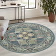 Blue 5' 1 x 5' 1 Narenj Round Area Rug 85% Polypropylene & 15% Polyester Traditional Classic Carpet for Living, Dining, Bedrooms, Office for Sale at Rug Engine