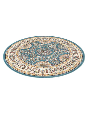 Blue 5' 3 x 5' 3 Narenj Round Area Rug 85% Polypropylene & 15% Polyester Traditional Classic Carpet for Living, Dining, Bedrooms, Office for Sale at Rug Engine