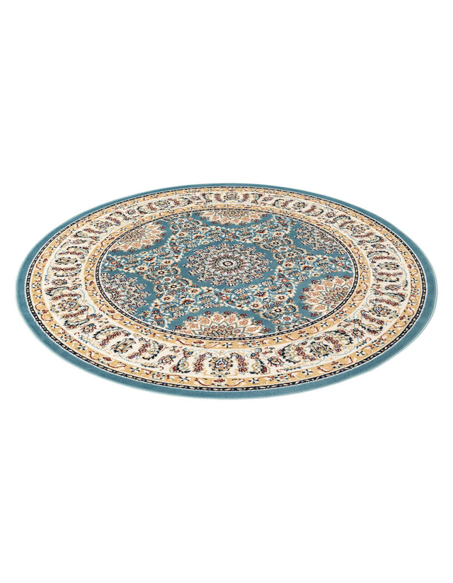 Blue 5' 3 x 5' 3 Narenj Round Area Rug 85% Polypropylene & 15% Polyester Traditional Classic Carpet for Living, Dining, Bedrooms, Office for Sale at Rug Engine