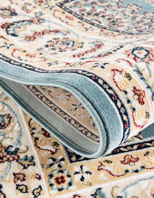 Blue 5' 3 x 5' 3 Narenj Round Area Rug 85% Polypropylene & 15% Polyester Traditional Classic Carpet for Living, Dining, Bedrooms, Office for Sale at Rug Engine