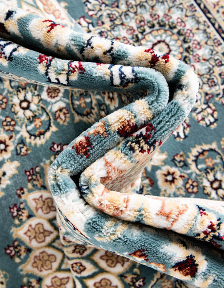 Blue 5' 3 x 5' 3 Narenj Round Area Rug 85% Polypropylene & 15% Polyester Traditional Classic Carpet for Living, Dining, Bedrooms, Office for Sale at Rug Engine