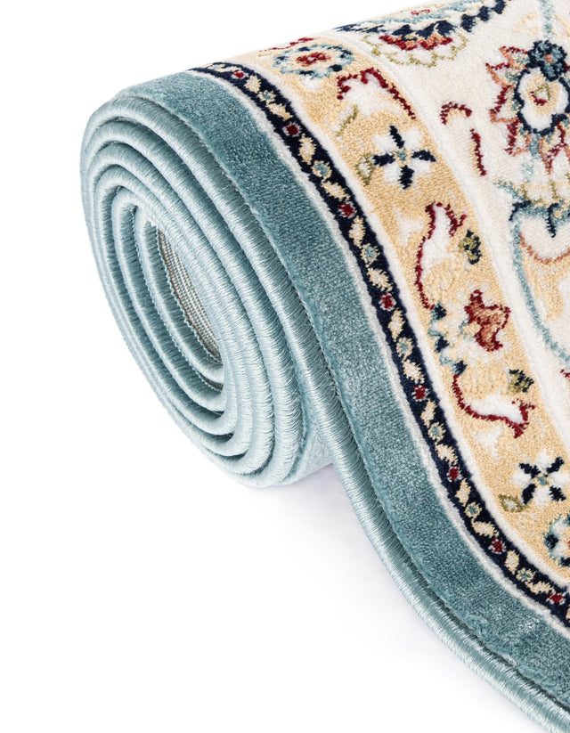 Blue 5' 3 x 5' 3 Narenj Round Area Rug 85% Polypropylene & 15% Polyester Traditional Classic Carpet for Living, Dining, Bedrooms, Office for Sale at Rug Engine