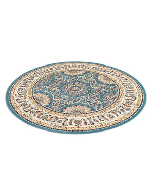 Blue 5' 3 x 5' 3 Narenj Round Area Rug 85% Polypropylene & 15% Polyester Traditional Classic Carpet for Living, Dining, Bedrooms, Office for Sale at Rug Engine