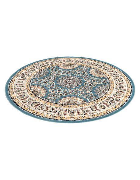 Blue 5' 3 x 5' 3 Narenj Round Area Rug 85% Polypropylene & 15% Polyester Traditional Classic Carpet for Living, Dining, Bedrooms, Office for Sale at Rug Engine