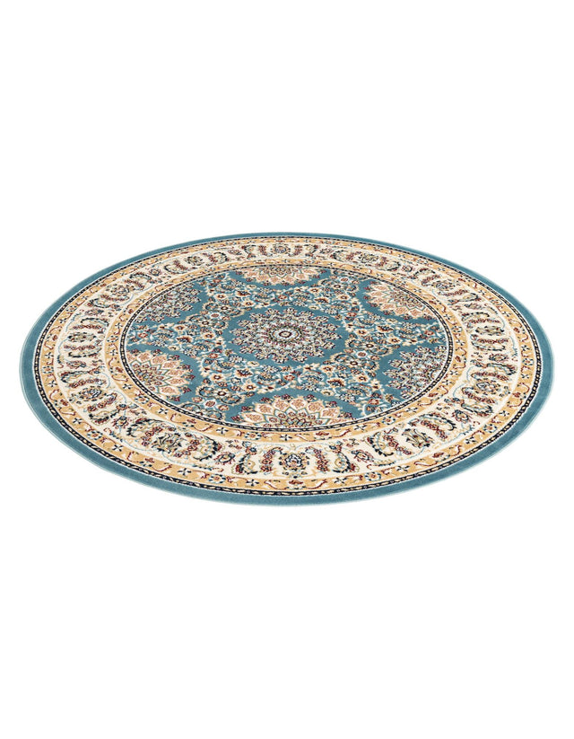 Blue 5' 3 x 5' 3 Narenj Round Area Rug 85% Polypropylene & 15% Polyester Traditional Classic Carpet for Living, Dining, Bedrooms, Office for Sale at Rug Engine