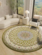 Green 10' x 10' Narenj Round Area Rug 85% Polypropylene & 15% Polyester Traditional Classic Carpet for Living, Dining, Bedrooms, Office for Sale at Rug Engine