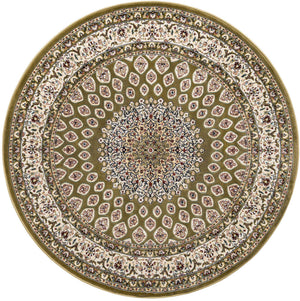 Green 5' 3 x 5' 3 Narenj Round Area Rug 85% Polypropylene & 15% Polyester Traditional Classic Carpet for Living, Dining, Bedrooms, Office for Sale at Rug Engine