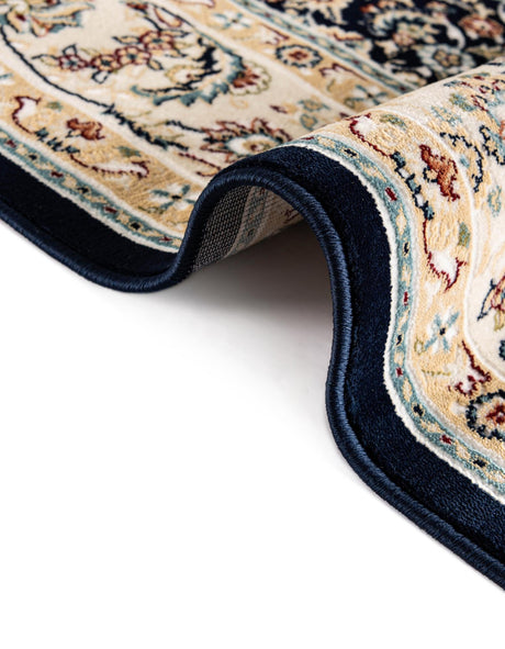 Navy Blue 5' 1 x 5' 1 Narenj Round Area Rug 85% Polypropylene & 15% Polyester Traditional Classic Carpet for Living, Dining, Bedrooms, Office for Sale at Rug Engine