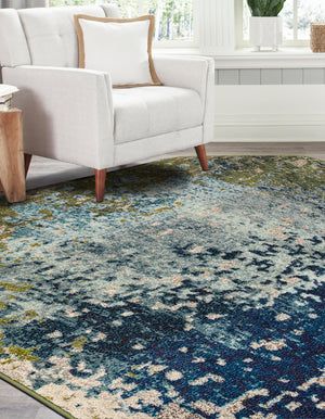 Blue 5' x 5' Estrella Octagon Area Rug 100% Polypropylene Non-Shedding Stain Resistant Carpet Colorful Modern Abstract Design Easy Clean for Home Decor for Sale at Rug Engine