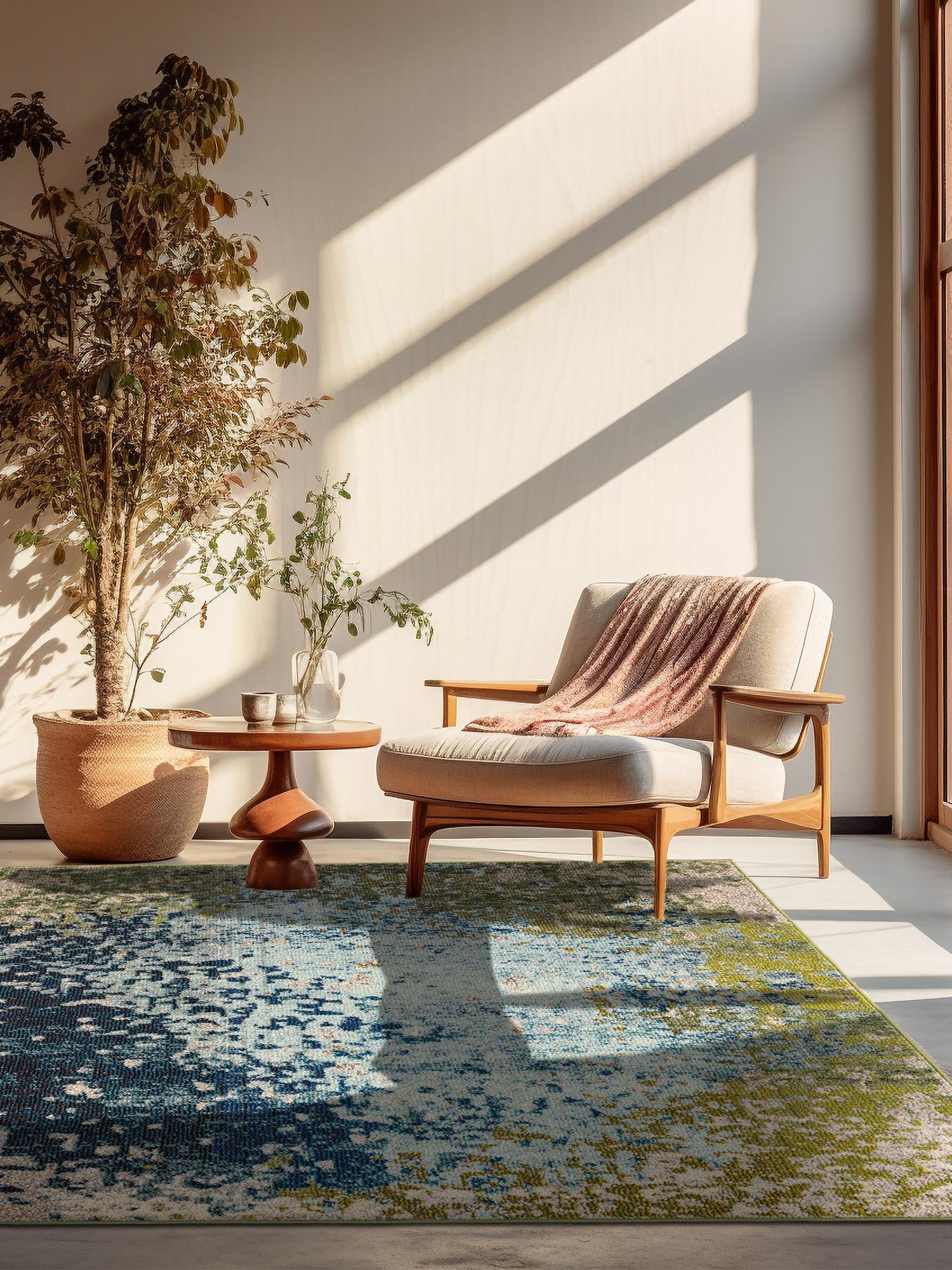 Blue 6' 1 x 6' 1 Estrella Square Area Rug 100% Polypropylene Non-Shedding Stain Resistant Carpet Colorful Modern Abstract Design Easy Clean for Home Decor for Sale at Rug Engine