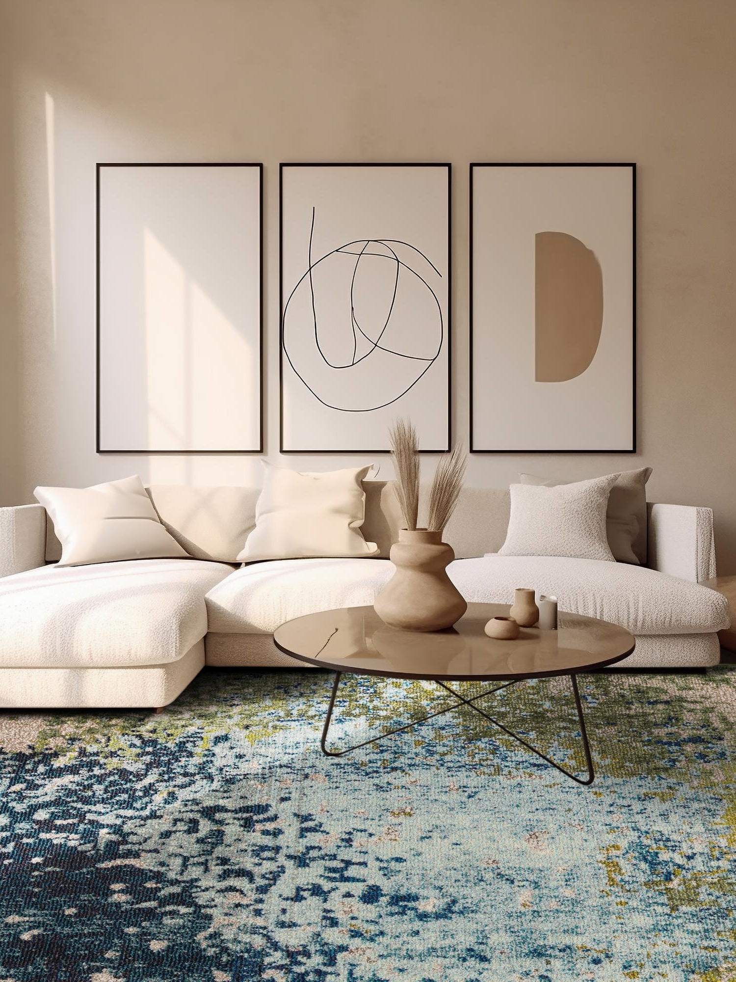 Blue 6' 1 x 6' 1 Estrella Square Area Rug 100% Polypropylene Non-Shedding Stain Resistant Carpet Colorful Modern Abstract Design Easy Clean for Home Decor for Sale at Rug Engine