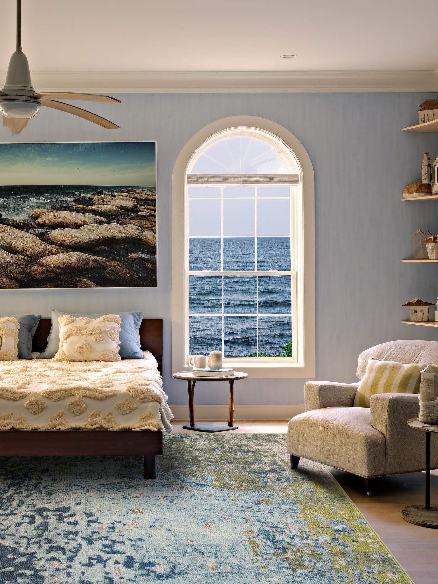 Blue 6' 1 x 6' 1 Estrella Square Area Rug 100% Polypropylene Non-Shedding Stain Resistant Carpet Colorful Modern Abstract Design Easy Clean for Home Decor for Sale at Rug Engine