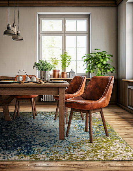 Blue 6' 1 x 6' 1 Estrella Square Area Rug 100% Polypropylene Non-Shedding Stain Resistant Carpet Colorful Modern Abstract Design Easy Clean for Home Decor for Sale at Rug Engine