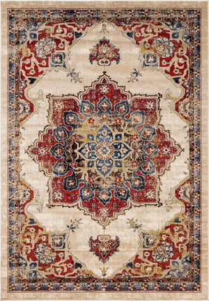 Cream 7' 1 x 10' Utopia Rectangle Area Rug Traditional Vintage Persian Inspired Vivid Color Durable Carpet for Unique Interiors for Sale at Rug Engine