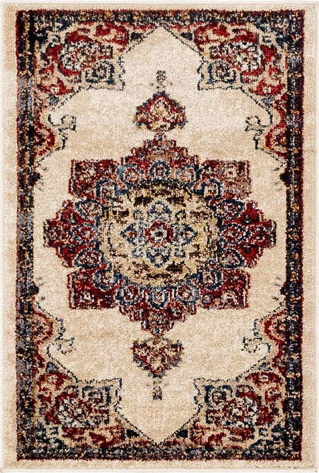 Cream 2' 2 x 3' 1 Utopia Rectangle Area Rug Traditional Vintage Persian Inspired Vivid Color Durable Carpet for Unique Interiors for Sale at Rug Engine