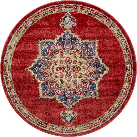 Burgundy 4' 1 x 4' 1 Utopia Round Area Rug Traditional Vintage Persian Inspired Vivid Color Durable Carpet for Unique Interiors for Sale at Rug Engine