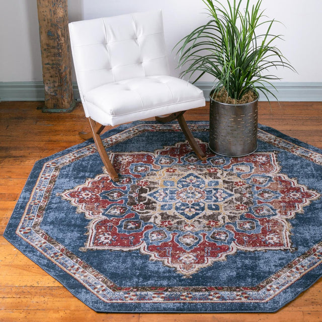 Dark Blue 7' x 7' Utopia Octagon Area Rug Traditional Vintage Persian Inspired Vivid Color Durable Carpet for Unique Interiors for Sale at Rug Engine