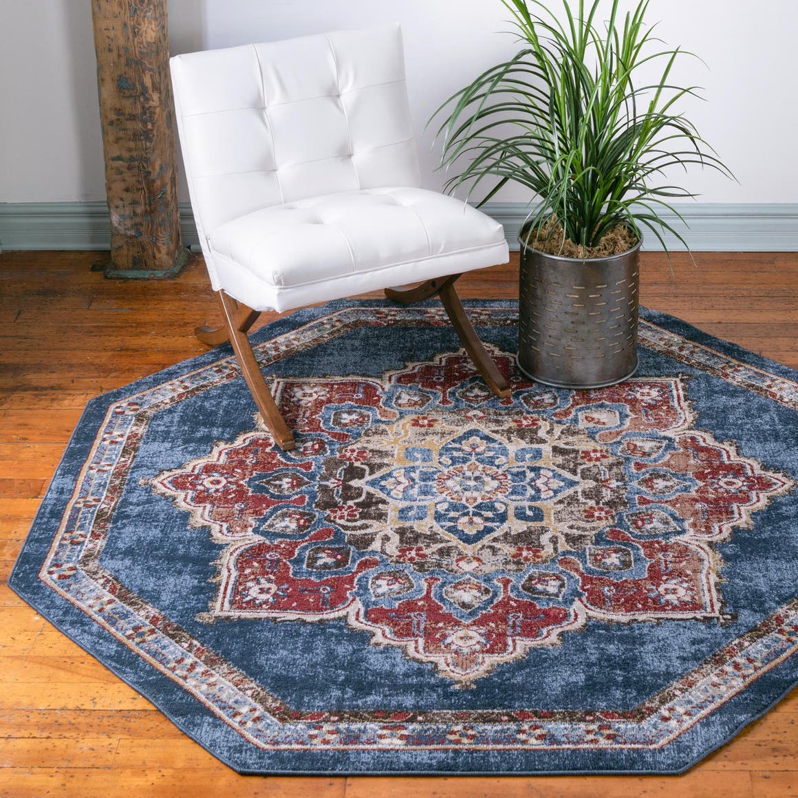 Dark Blue 5' x 5' Utopia Octagon Area Rug Traditional Vintage Persian Inspired Vivid Color Durable Carpet for Unique Interiors for Sale at Rug Engine