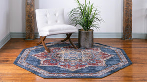 Dark Blue 7' x 7' Utopia Octagon Area Rug Traditional Vintage Persian Inspired Vivid Color Durable Carpet for Unique Interiors for Sale at Rug Engine