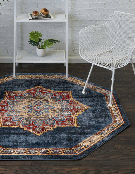 Dark Blue 7' 11 x 7' 11 Utopia Octagon Area Rug Traditional Vintage Persian Inspired Vivid Color Durable Carpet for Unique Interiors for Sale at Rug Engine