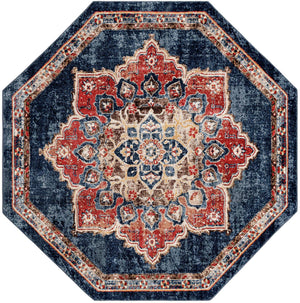 Dark Blue 7' x 7' Utopia Octagon Area Rug Traditional Vintage Persian Inspired Vivid Color Durable Carpet for Unique Interiors for Sale at Rug Engine